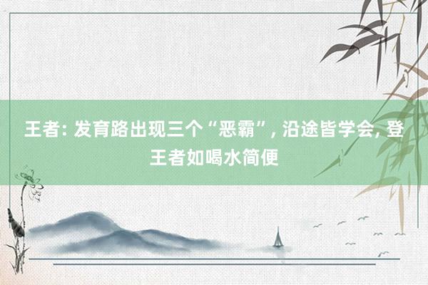 王者: 发育路出现三个“恶霸”, 沿途皆学会, 登王者如喝水简便