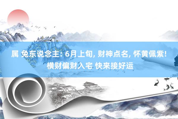 属 兔东说念主: 6月上旬, 财神点名, 怀黄佩紫! 横财偏财入宅 快来接好运