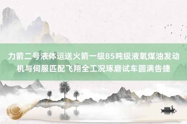 力箭二号液体运送火箭一级85吨级液氧煤油发动机与伺服匹配飞翔全工况琢磨试车圆满告捷