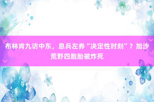 布林肯九访中东，息兵左券“决定性时刻”？加沙荒野四胞胎被炸死