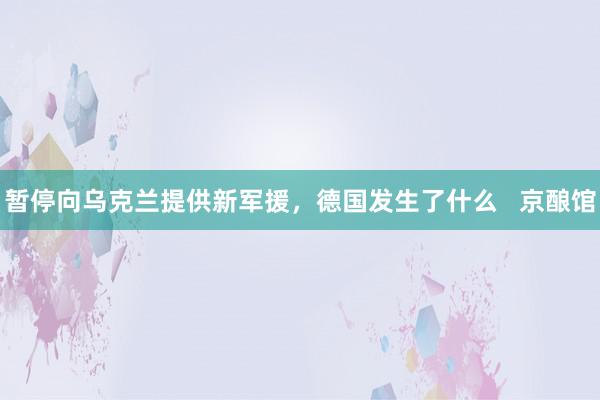 暂停向乌克兰提供新军援，德国发生了什么   京酿馆