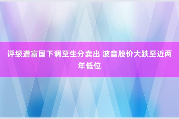 评级遭富国下调至生分卖出 波音股价大跌至近两年低位