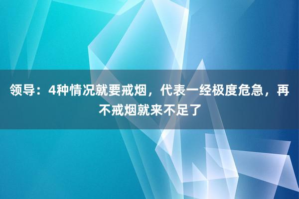 领导：4种情况就要戒烟，代表一经极度危急，再不戒烟就来不足了