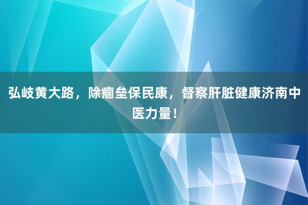 弘岐黄大路，除痼垒保民康，督察肝脏健康济南中医力量！